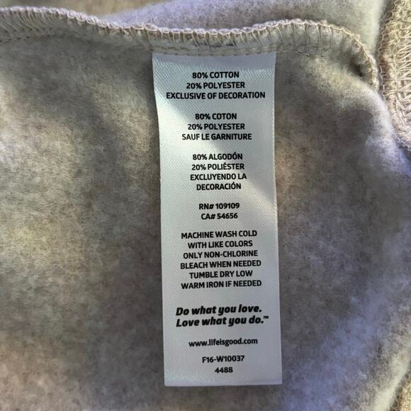 Life is Good Size L Sweatshirt Floral Flower Tan Heather Crewneck - Picture 4 of 4